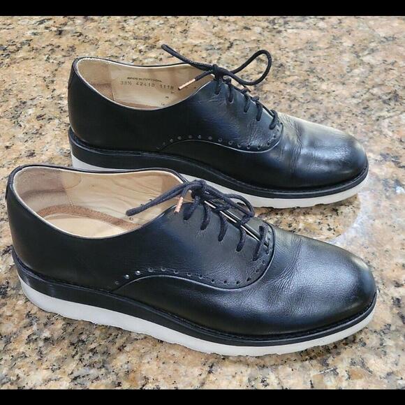 The Office of Angela Scott Mr. Simone Black Leather Oxford Shoes Womens 38.5 8.5 - Picture 7 of 12